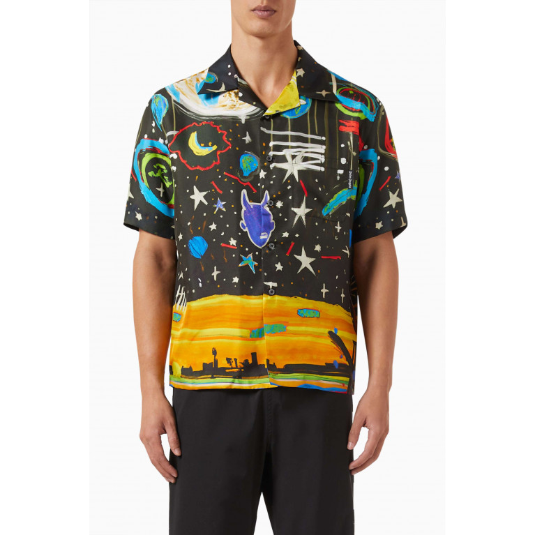Palm Angels - Starry Night Bowling Shirt in Silk