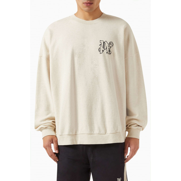 Palm Angels - Monogram Crewneck Sweatshirt in Linen-blend