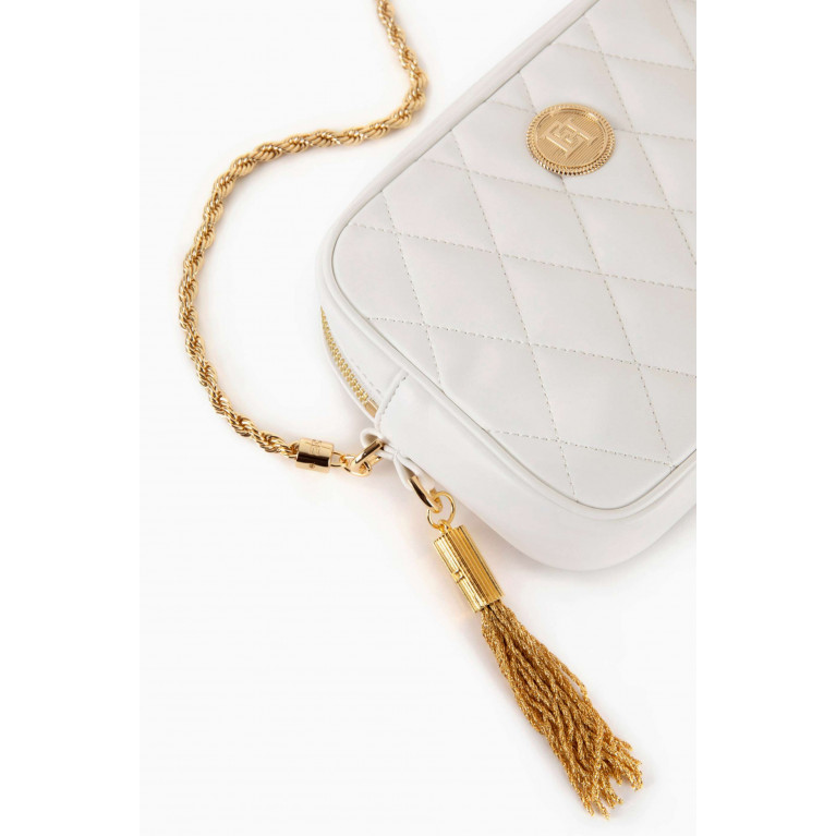 Elisabetta Franchi - Small Quilted Crossbody Bag White