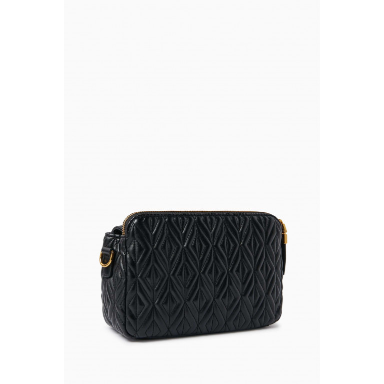 Elisabetta Franchi - Small Shoulder Bag in Diamond-pattern Faux Leather Black