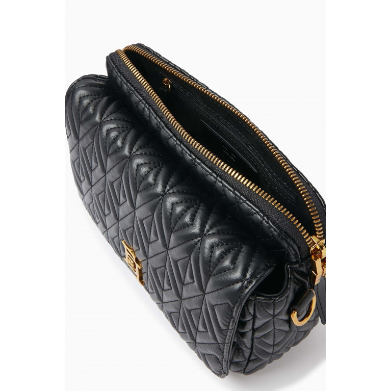 Elisabetta Franchi - Small Shoulder Bag in Diamond-pattern Faux Leather Black