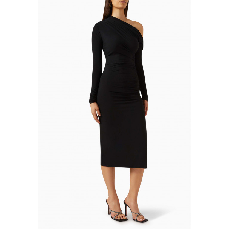 Elisabetta Franchi - Asymmetrical Midi Dress in Jersey Black