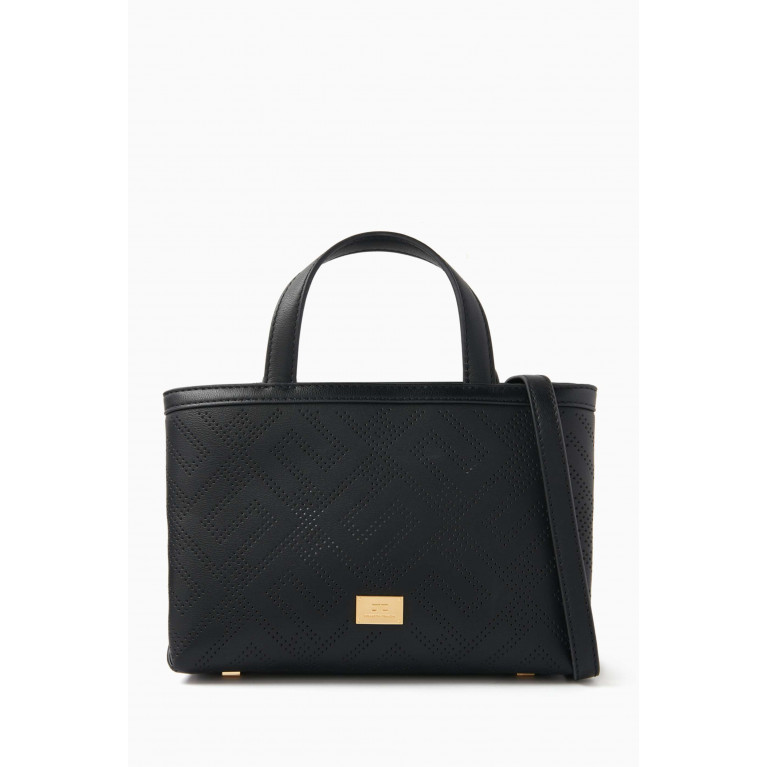 Elisabetta Franchi - Small Shopper Bag in Perforated Faux Leather Black