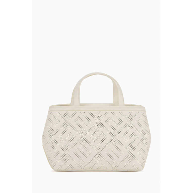 Elisabetta Franchi - Small Shopper Bag in Perforated Faux Leather Neutral