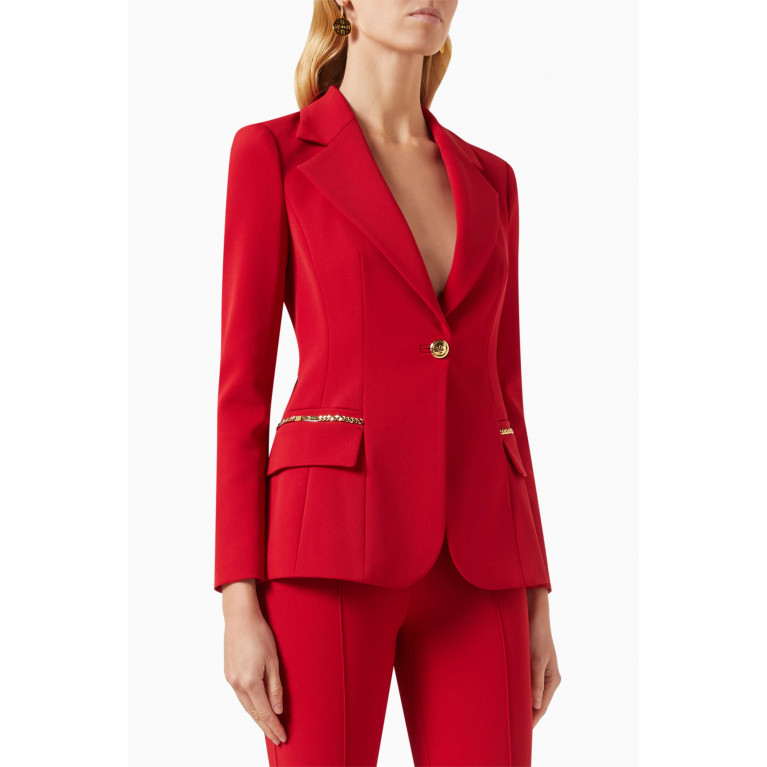 Elisabetta Franchi - Double-layer Blazer in Stretch-crepe Red