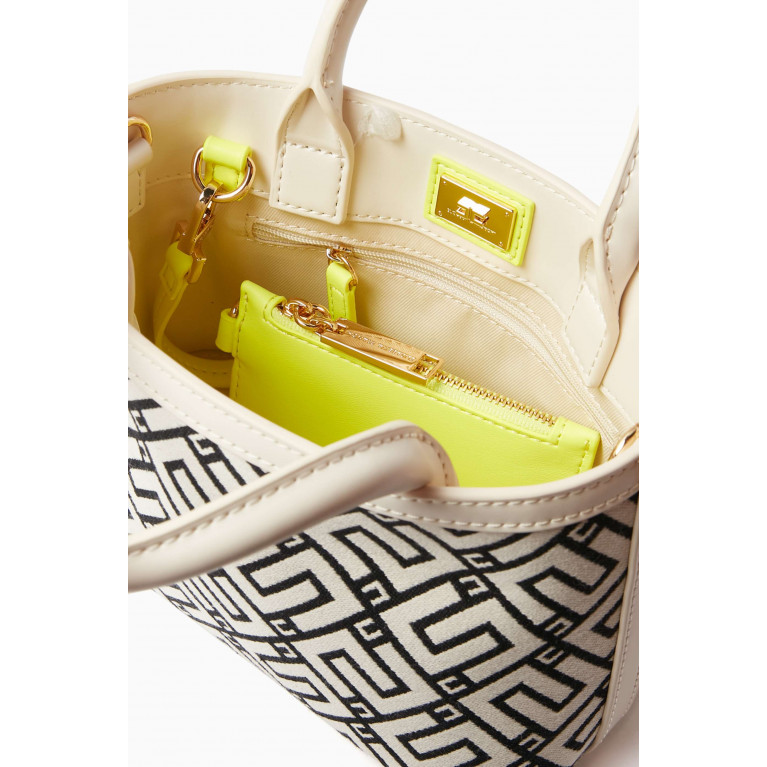Elisabetta Franchi - Mini EF Logo Tote Bag in Jacquard Neutral