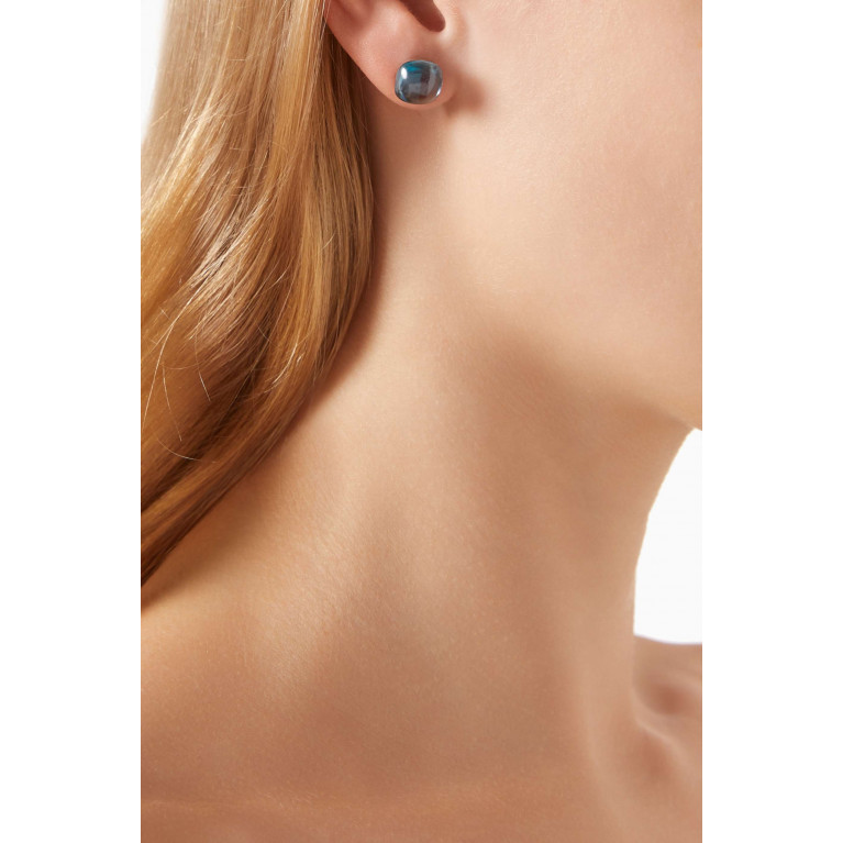 Damas - Dew Drop London Blue Topaz Big Stud Earrings in 18kt White Gold
