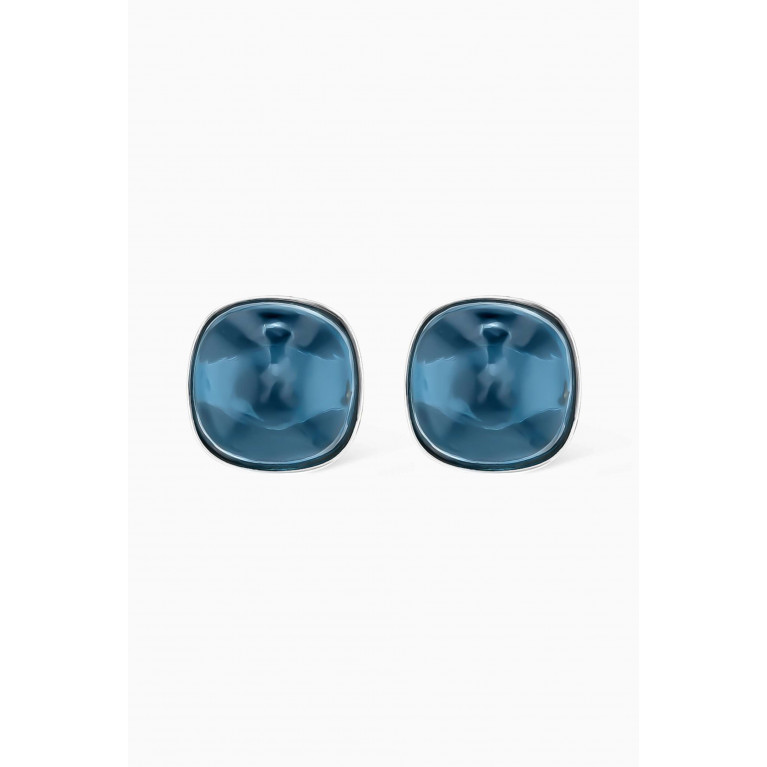 Damas - Dew Drop London Blue Topaz Big Stud Earrings in 18kt White Gold