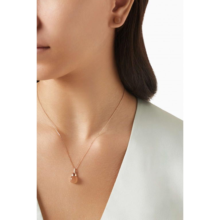 Damas - Dew Drop Diamond & Moonstone Necklace in 18kt Rose Gold
