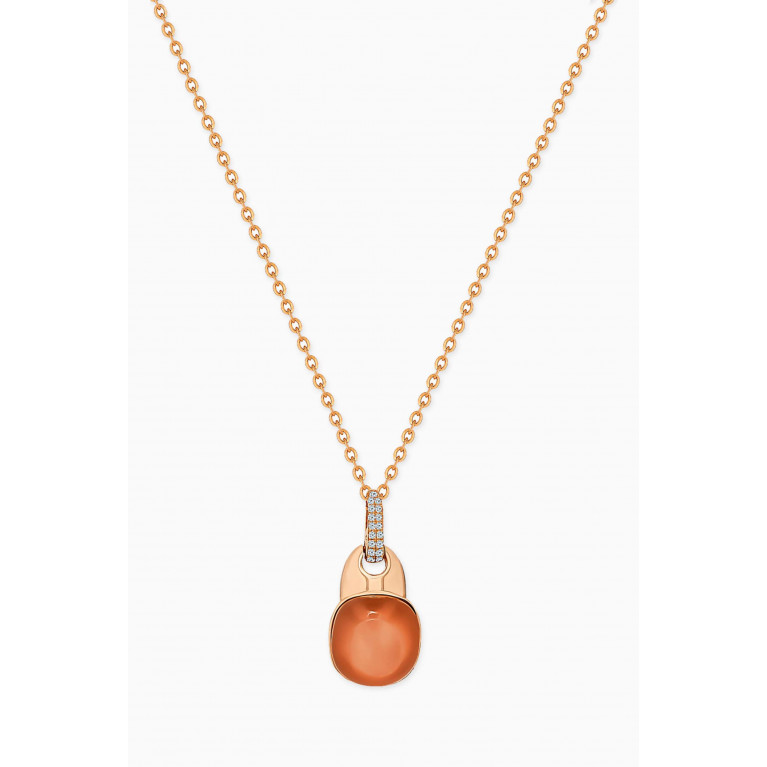 Damas - Dew Drop Diamond & Moonstone Necklace in 18kt Rose Gold