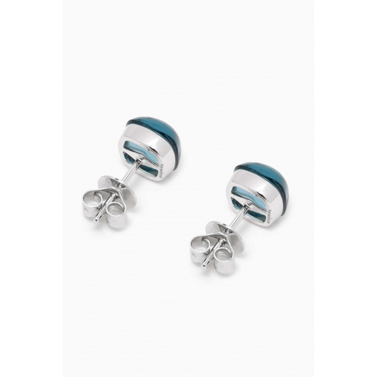 Damas - Dew Drop Small London Blue Topaz Stud Earrings in 18kt White Gold