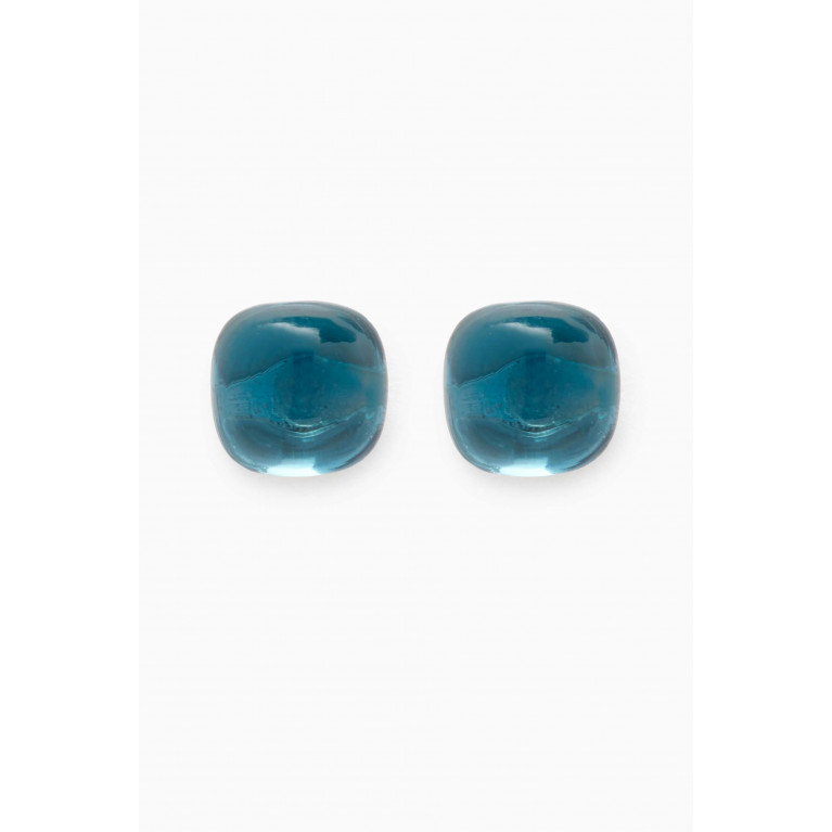 Damas - Dew Drop Small London Blue Topaz Stud Earrings in 18kt White Gold