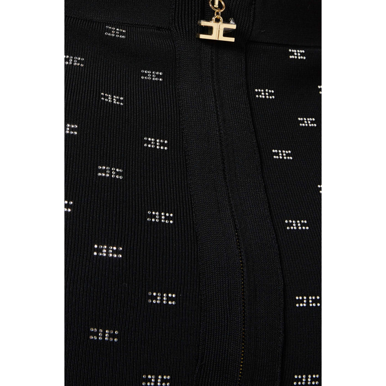 Elisabetta Franchi - Crystal-embellished Logo Midi Skirt in Viscose-knit Black
