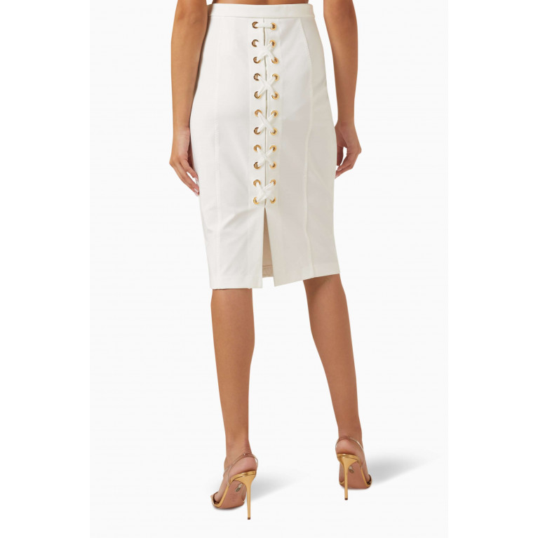 Elisabetta Franchi - Chain Belt Midi Skirt in Jersey White
