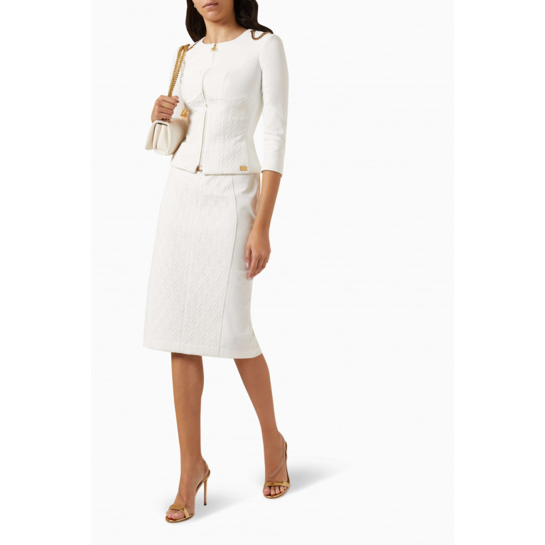 Elisabetta Franchi - Chain Belt Midi Skirt in Jersey White