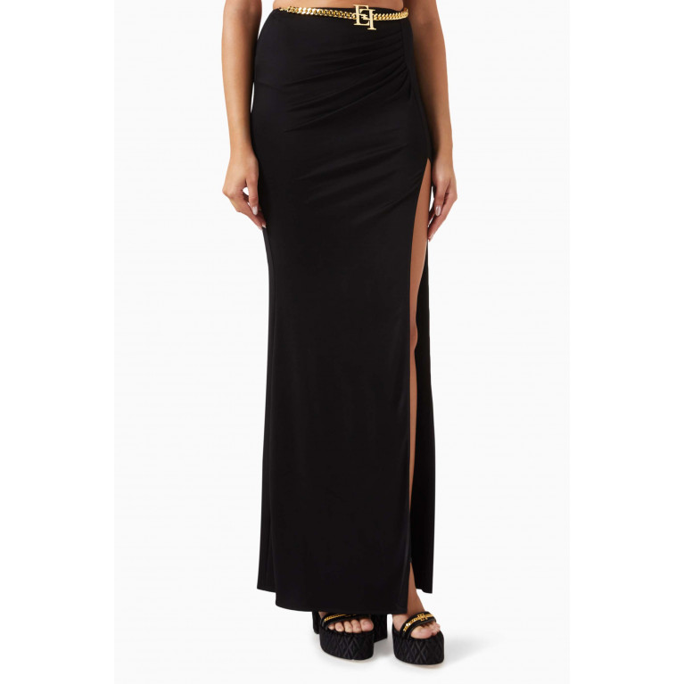 Elisabetta Franchi - Belted Maxi Skirt in Jersey Black
