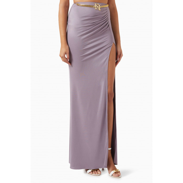 Elisabetta Franchi - Belted Maxi Skirt in Jersey Purple