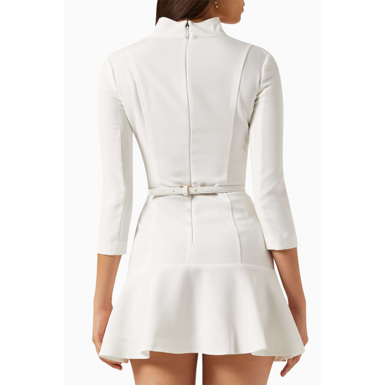 Elisabetta Franchi - Belted Mini Dress in Stretch-crepe White
