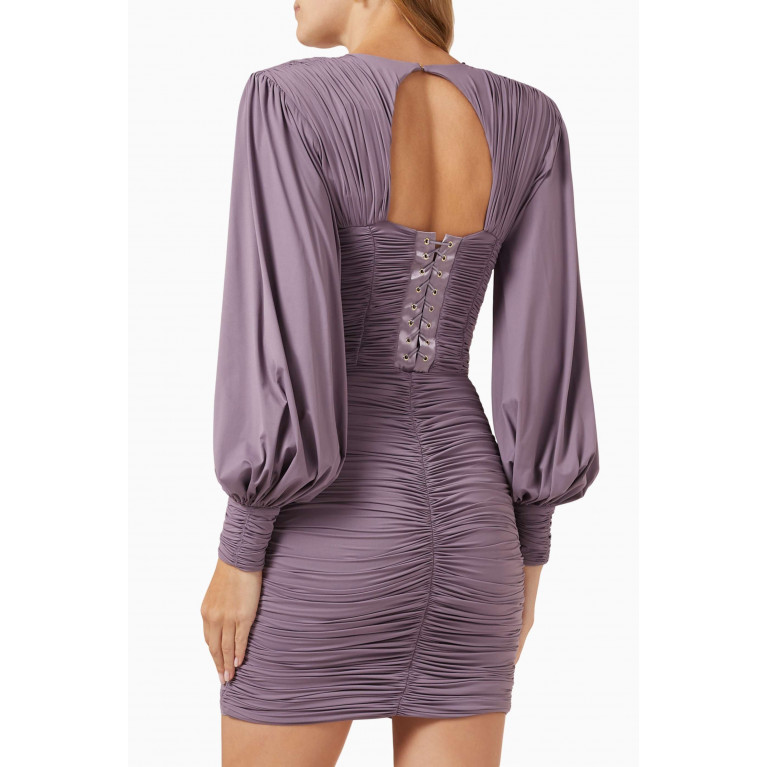 Elisabetta Franchi - Bustier Draped Mini Dress in Jersey Purple
