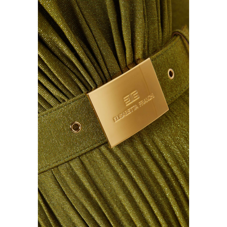 Elisabetta Franchi - Belted Maxi Dress in Lurex-jersey Green