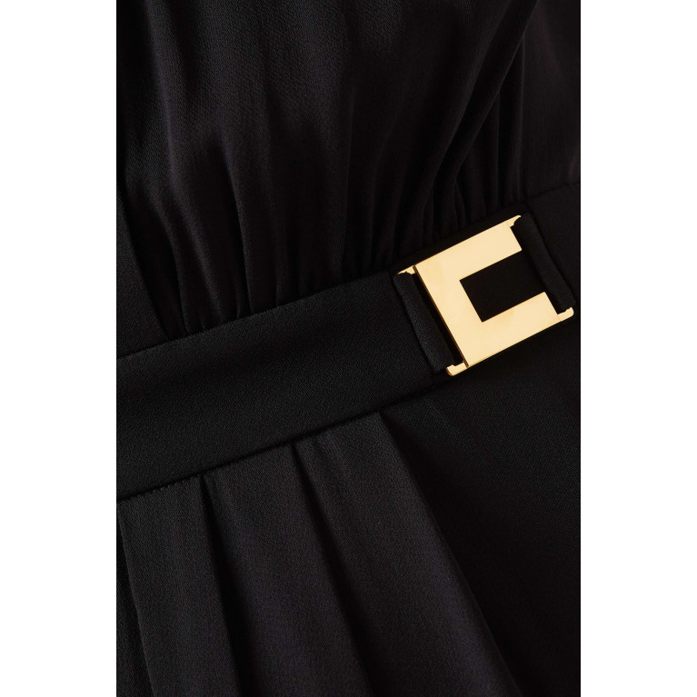 Elisabetta Franchi - Logo Plaques Shirt Dress in Georgette Black
