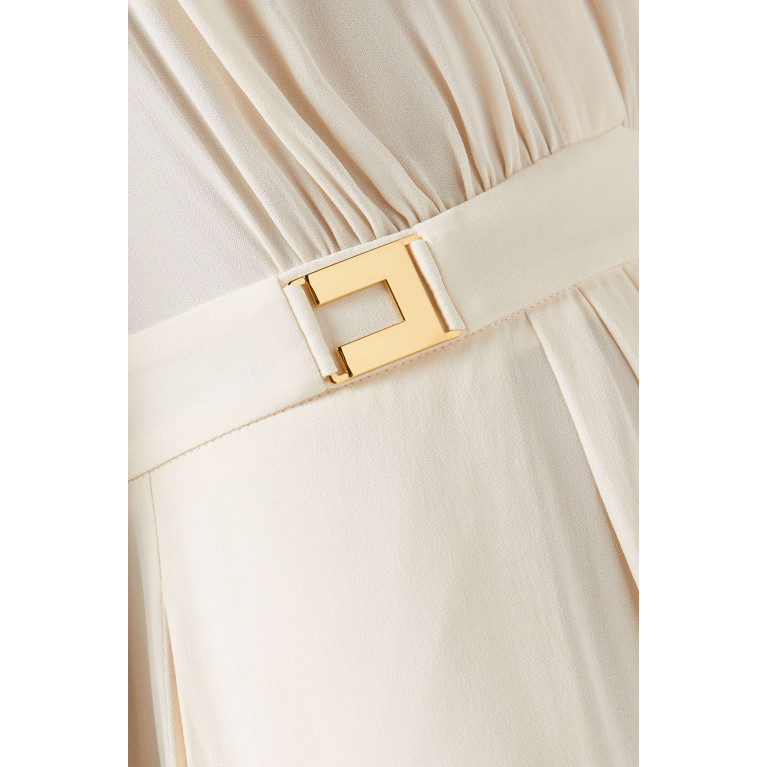 Elisabetta Franchi - Logo Plaques Shirt Dress in Georgette Neutral