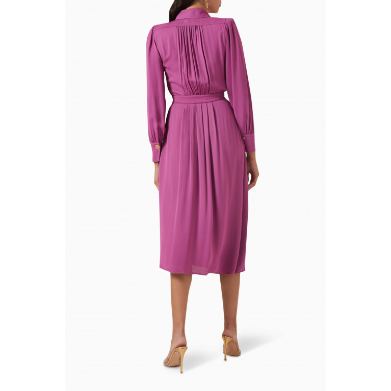Elisabetta Franchi - Logo Plaques Shirt Dress in Georgette Purple