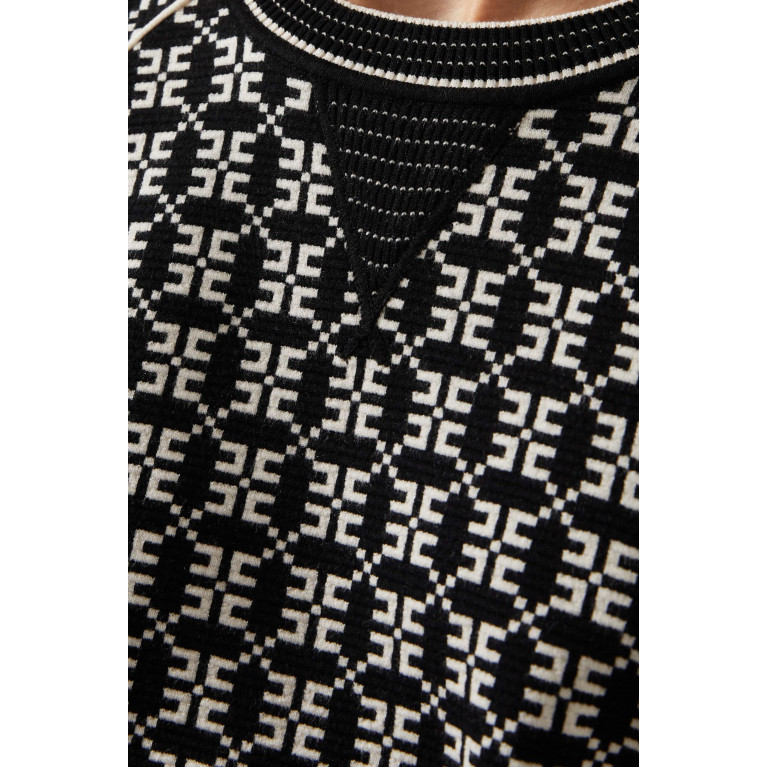Elisabetta Franchi - All-over Logo Sweatshirt in Jacquard-knit