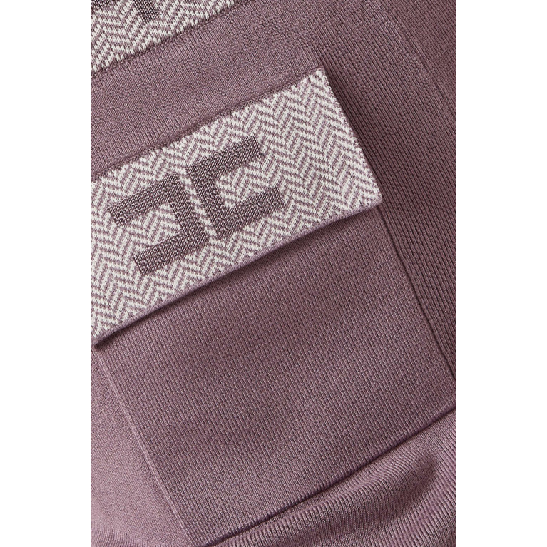 Elisabetta Franchi - Logo Herringbone-weave Sweatpants in Viscose-blend Knit Purple