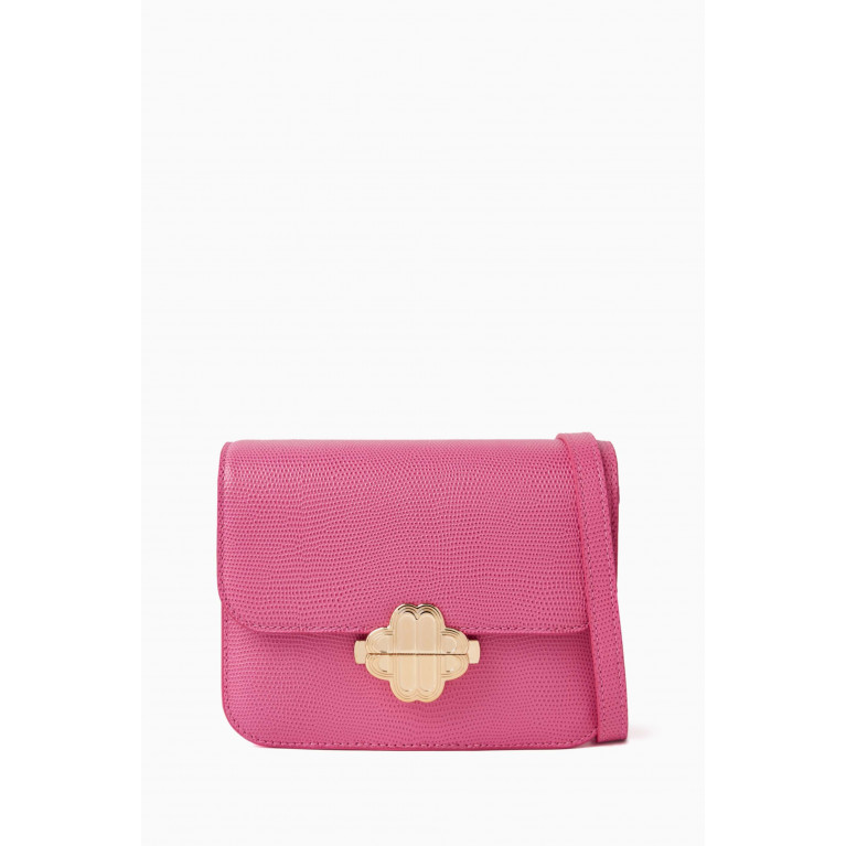 Maje - Mini Clover Bag in Lizard-embossed Leather Pink