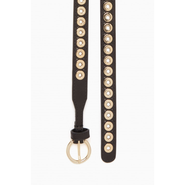 Sandro - S Face Rivets Belt in Smooth Leather