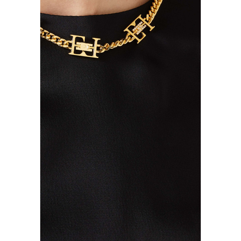 Elisabetta Franchi - Asymmetrical Midi Dress in Satin Crepe Black