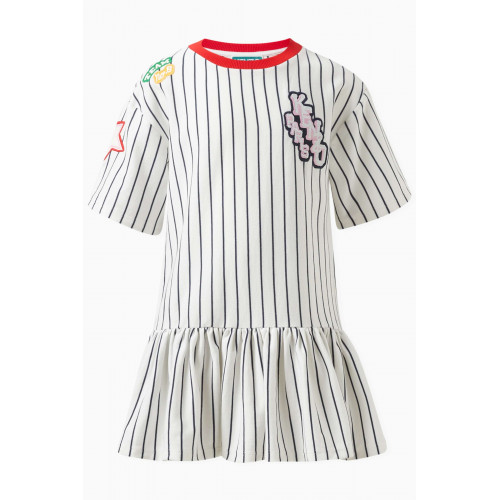 KENZO KIDS - Striped Logo Dress in Organic Cotton