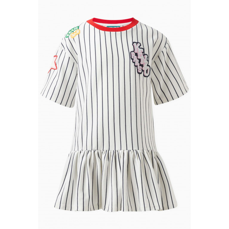 KENZO KIDS - Striped Logo Dress in Organic Cotton