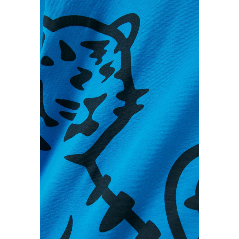 KENZO KIDS - Tiger Print T-shirt in Organic Cotton Blue