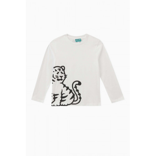 KENZO KIDS - Tiger Print T-shirt in Organic Cotton White