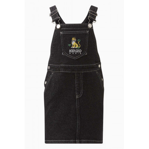 KENZO KIDS - Logo Dungarees Dress in Cotton Stretch