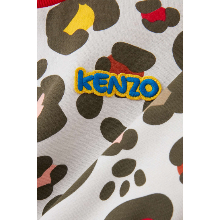 KENZO KIDS - Animal Print Logo Sweatshirt in Cotton Blend Jersey