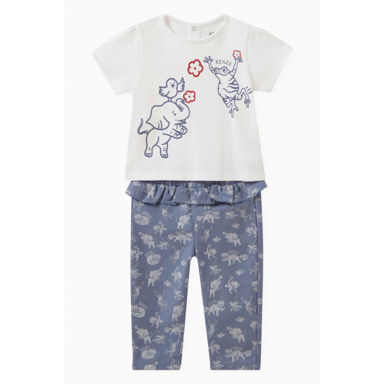 KENZO KIDS - Graphic Print T-shirt & Pants Set in Cotton
