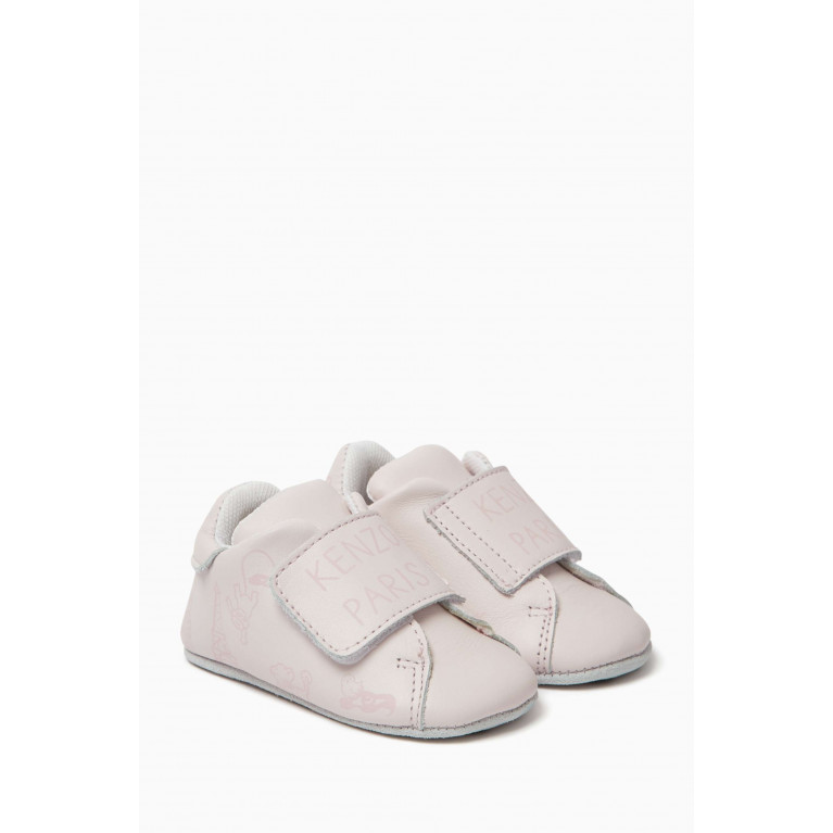 KENZO KIDS - Logo Booties in Leather Pink