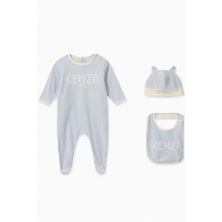 KENZO KIDS - Sleepsuit, Bib and Hat Set in Cotton