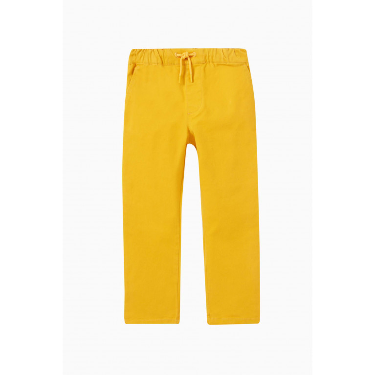 KENZO KIDS - Logo-embroidered Trousers in Cotton Yellow