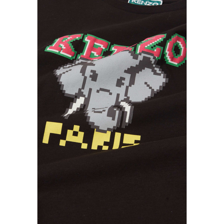 KENZO KIDS - Pixelated Logo T-shirt in Cotton Jersey