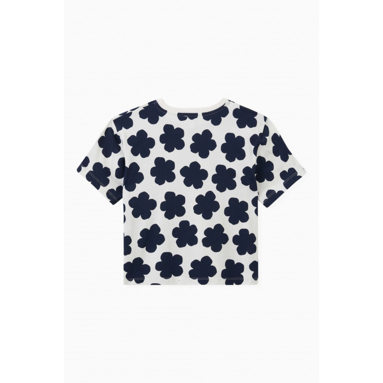 KENZO KIDS - Boke Flower Print Logo T-shirt in Stretch Cotton