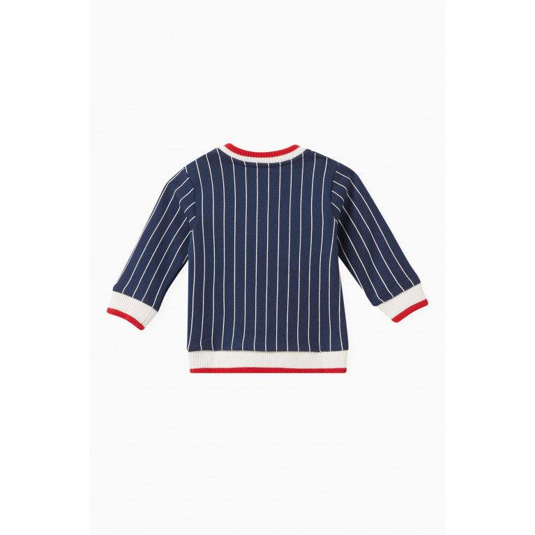 KENZO KIDS - Striped Varsity Logo Sweatshirt in Cotton