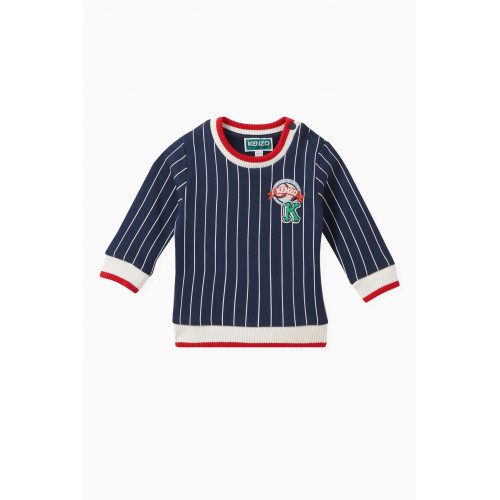 KENZO KIDS - Striped Varsity Logo Sweatshirt in Cotton