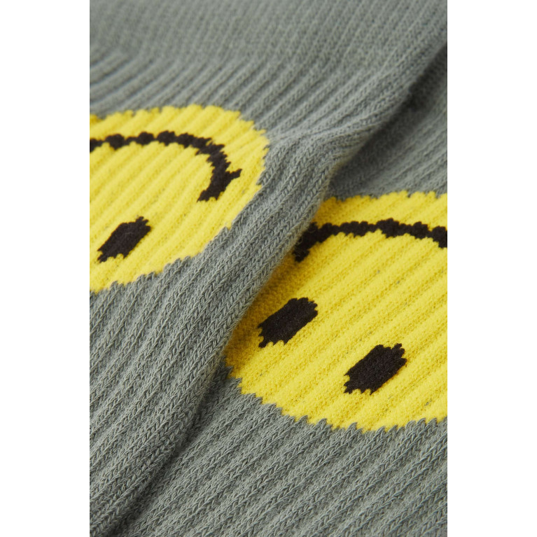 Market - Upside Down Smiley Socks in Cotton Green