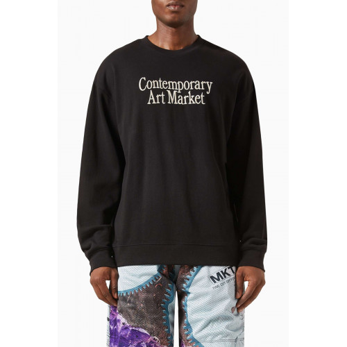 Market - Contemporary Art Embroidered Sweatshirt in Cotton Black