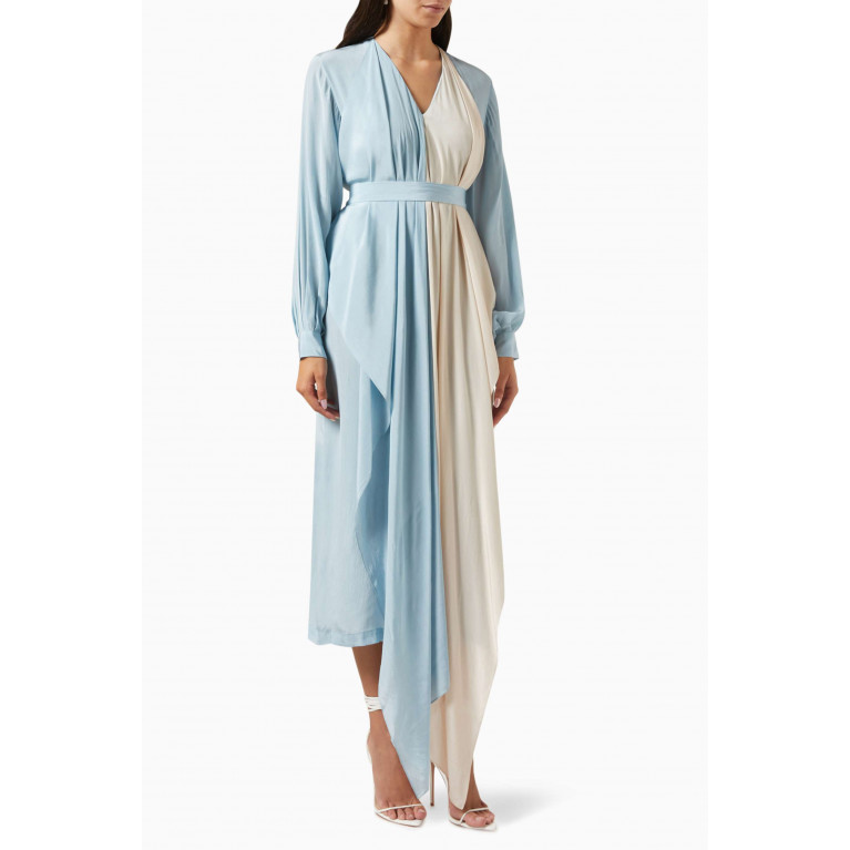 Twinkle Hanspal - Olivia Colour-block Midi Dress in Crepe Blue