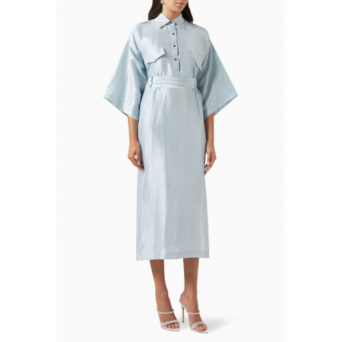 Twinkle Hanspal - Alesso Shirt Dress in Silk Blue
